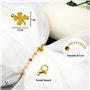 TILOVE - Bracelet en Pierre Naturelle Quartz Rose Lithothérapie pour Femme avec Trèfle Porte Bonheur en Acier Inoxydable. Conçu 