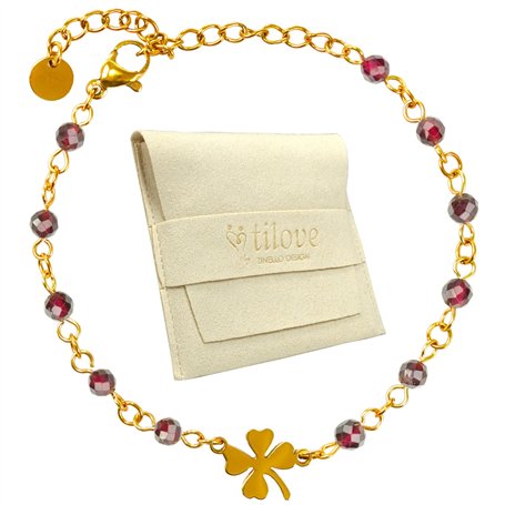 Bracelet en Pierre Naturelle de Grenat Rouge
