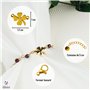 Bracelet en Pierre Naturelle de Grenat Rouge, Lithothérapie pour Femme avec Trèfle Porte Bonheur en Acier Inoxydable. Conçu en F