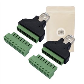 2X Bornier RJ45 Male Domino 8 Voies sans Soudure