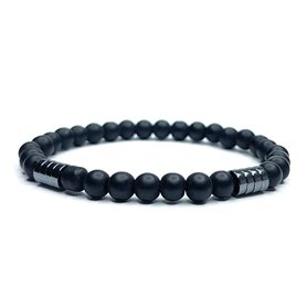 Felicidade Bracelet Homme Obsidienne Noire & Hématite – Perles Naturelles 6mm – Énergie & Protection – Bijou Élégant – Lithothér