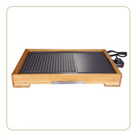 LITTLE BALANCE 8280 Happy Plancha Bambou - Plancha électrique 2 en 1 : Plancha et Grill - 1 seule plaque de cuisson - Tout type