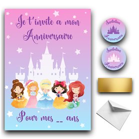 RXLITE Nouveauté 2024 Kit créatif premium de 10 Cartes d'invitation anniversaire à gratter thème princesses en français: 10 Cart