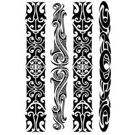 x3 Tatouage Éphémère bracelets maori - 1 lot de 3 Feuilles de tatouages temporaires Polynésien | Bras