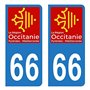 HADEXIA Autocollant Stickers Plaque immatriculation Voiture Auto département 66 Pyrénées-Orientales Logo Région Occitanie