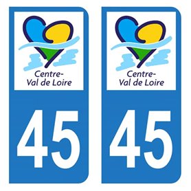 HADEXIA Autocollant Stickers Plaque immatriculation Voiture Auto département 45 Loiret Logo Région Centre-Val de Loire