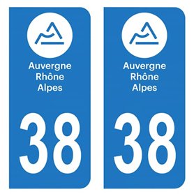 HADEXIA Autocollant Stickers Plaque immatriculation Voiture Auto département 38 Isère Logo Région Auvergne-Rhône-Alpes