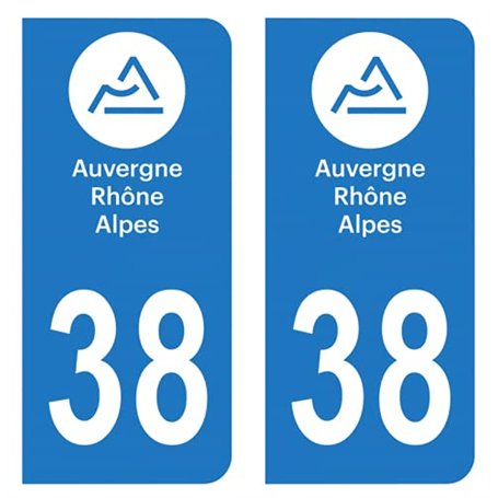 HADEXIA Autocollant Stickers Plaque immatriculation Voiture Auto département 38 Isère Logo Région Auvergne-Rhône-Alpes