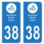 HADEXIA Autocollant Stickers Plaque immatriculation Voiture Auto département 38 Isère Logo Région Auvergne-Rhône-Alpes
