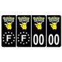 HADEXIA Pack 2 Paires Autocollant Stickers Plaque d'immatriculation Premium Pokemon Pikachu Noir - Numéro Personnalisé