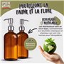 Flacon Pompe Vide Verre 500ml Ambre Vintage | Lot de 2 + Entonnoir | INOX Brossé | Marque Française | Distributeur Savon Gel Hyd