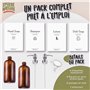Flacon Pompe Vide Verre 500ml Ambre Vintage | Lot de 2 + Entonnoir | INOX Brossé | Marque Française | Distributeur Savon Gel Hyd