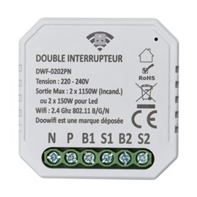 DOOWIFI DWF-0202PN : Module Wifi 230V avec 2 sorties 220V (Max 1150W/sortie)