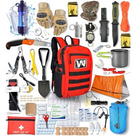 WONCROW ® Kit de Survie Militaire Complet XXL - Trousse de Secours Randonnée + Couverture de Survie + Allume Feu Sac Tactique Ma