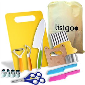 Kit Couteau cuisine enfant - Couteau enfant qui ne coupe pas - Couteau montessori - Set ustensile cuisine enfant avec protège do