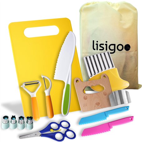 Kit Couteau cuisine enfant - Couteau enfant qui ne coupe pas - Couteau montessori - Set ustensile cuisine enfant avec protège do