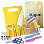 Kit Couteau cuisine enfant - Couteau enfant qui ne coupe pas - Couteau montessori - Set ustensile cuisine enfant avec protège do