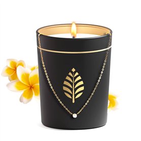 Les Merveilleuses | Bougie avec Bijou Swarovski | Parfum Monoï | Collier Solitaire Plaqué Or 18 Carats | Cire Végétale de Colza