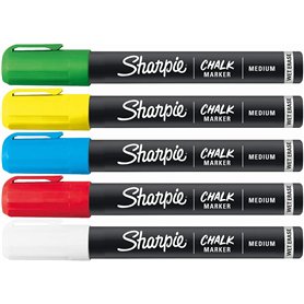 Sharpie Lot de 5 marqueurs à craie | Pointe ogive moyenne | Pour tableaux noirs