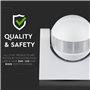 V-TAC SKU.4967 Détecteur de présence Orientable BLANC VT-8003, Plastique,et autre materiaux, 300 W, Hauteur x Largeur x Profonde