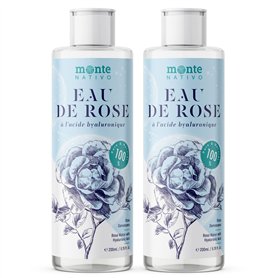 Eau de rose avec acide hyaluronique Monte Nativo 2x200mL (400mL) | Cosmétiques naturels pour le nettoyage du visage | Toner visa