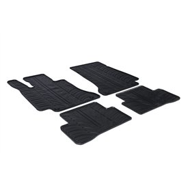 Set tapis de caoutchouc compatible avec Mercedes Classe-C W205 2014- (T profil 4-pièces + clips de montage)