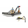 bruder 02507 - RAM 2500 Polizei Pick-up, module son et lumière, remorque avec bateau, 2 figurines - 1:16 Voiture d'intervention,