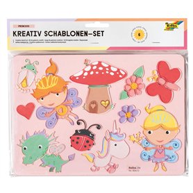 folia 40613 Creative Princess Lot de 6 pochoirs avec modèles à colorier pour colorier des Personnages féeriques