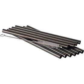 APS 93392 Lot de 11 pailles en acier inoxydable 18/8 Noir 0
