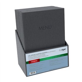 SIGEL SM204 Lot de 10 Protège-menus à cordon élastique avec 2 pochette transparent pour 8 feuilles DIN A4 et boîte de rangement