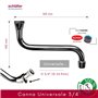 Bec chromé en forme de S - Pour robinetterie murale - Longueur : 150 mm - Racc