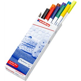 edding 4600 Feutre pour textiles - étui de 10 couleurs (basic) - pointe ronde de 1 mm - feutre textile lavable en machine (60 °C