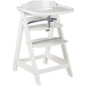 Chaise haute évolutive - ROBA - SIT UP CLICK & FUN - Plateau repas amovible - Hauteur réglable - Jusqu'a 70 Kg - Bois Laqué Blan
