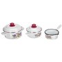 GSW 189965 Hortensia Lot de 5 casseroles en acier émaillé et plastique Blanc