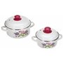 GSW 189965 Hortensia Lot de 5 casseroles en acier émaillé et plastique Blanc