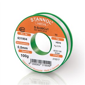 STANNOL Fil à souder Type HS10 Alliage TC Sn99Cu1 0