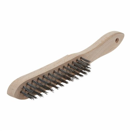 wolfcraft 2723000 Brosse à main 4 rangées/crin en Acier Ondulé