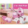 Landau COUFFIN. Le Berceau est Amovible. Hauteur de poignée 46 cm. pour bébé de Taille 40 cm (Non fourni). Tubes en métal. À Mon