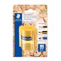 STAEDTLER 513 - Blister 1 Taille-Crayon Plastique 2 Usages Avec Réservoir Transparent Couleurs Assorties