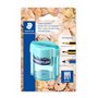 STAEDTLER 513 - Blister 1 Taille-Crayon Plastique 2 Usages Avec Réservoir Transparent Couleurs Assorties