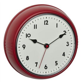 TFA Dostmann 60.3541.05 Horloge Murale analogique Radio-pilotée Design rétro avec trotteuse en métal Rouge (L) 240 x (l) 68 x (H