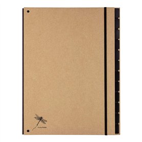 Pagna Classeur à pupitres pur 12 compartiments en caoutchouc noir recyclé recouvert de papier kraft naturel