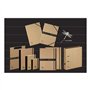 Pagna Classeur à pupitres pur 12 compartiments en caoutchouc noir recyclé recouvert de papier kraft naturel