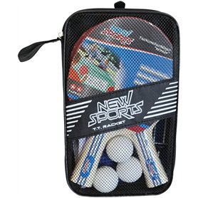 New Sports Table de Tennis avec 2 Raquettes et 3 balles avec Filet Rouge/Noir