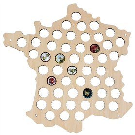 Safe Carte France en Bois pour collecter 50 couvercles de Champagne | Collecteurs de Capsules de Bouteilles | idee Cadeau Humori