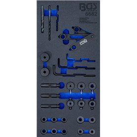 BGS 6682 | Insert de servante d'atelier 1/3 : Jeu d’outils et gabarits de perçage de culasse | 28 pièces