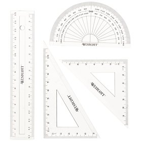 Westcott E-10303 00 Lot de 4 mathématiques en plastique transparent