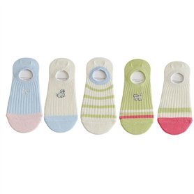 ThiCc Lot de 5 paires de chaussettes invisibles pour femme - Motif animal de dessin animé brodé - Avec talon en silicone antidér