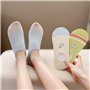 ThiCc Lot de 5 paires de chaussettes invisibles pour femme - Motif animal de dessin animé brodé - Avec talon en silicone antidér