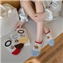 ThiCc Lot de 5 paires de chaussettes invisibles pour femme - Motif chien de dessin animé mignon - Chaussettes avec talon en sili